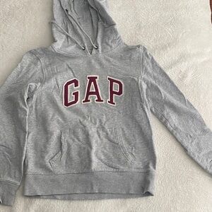 GAP Light Gray Hoodie with Burgundy Logo